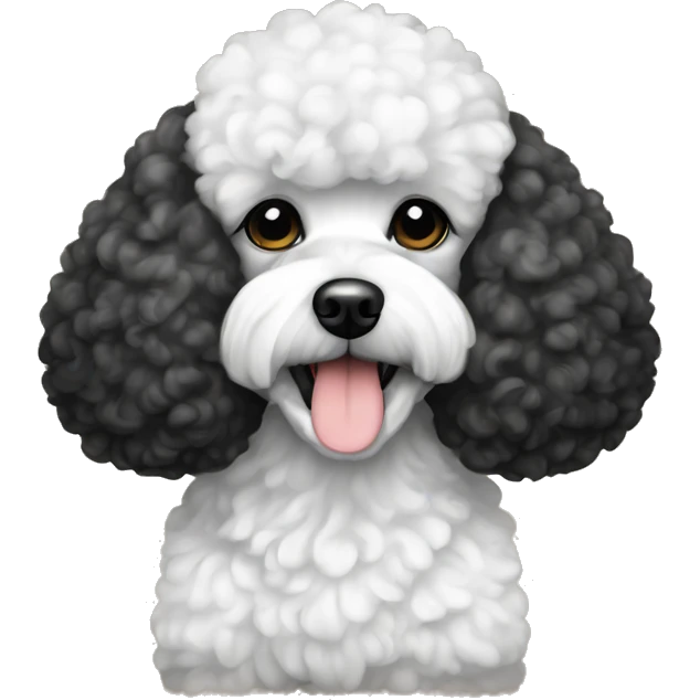 half Black and white toy poodle  emoji