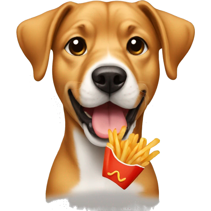 Dog eating French fries emoji
