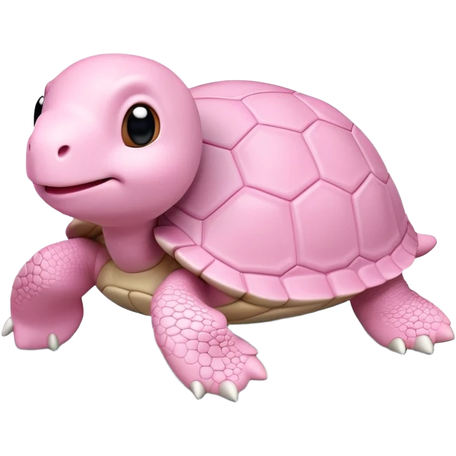 light pink turtle, cute, adorable, looks like a stuffed animal with no details in skin, similar to the 3D emoji version emoji