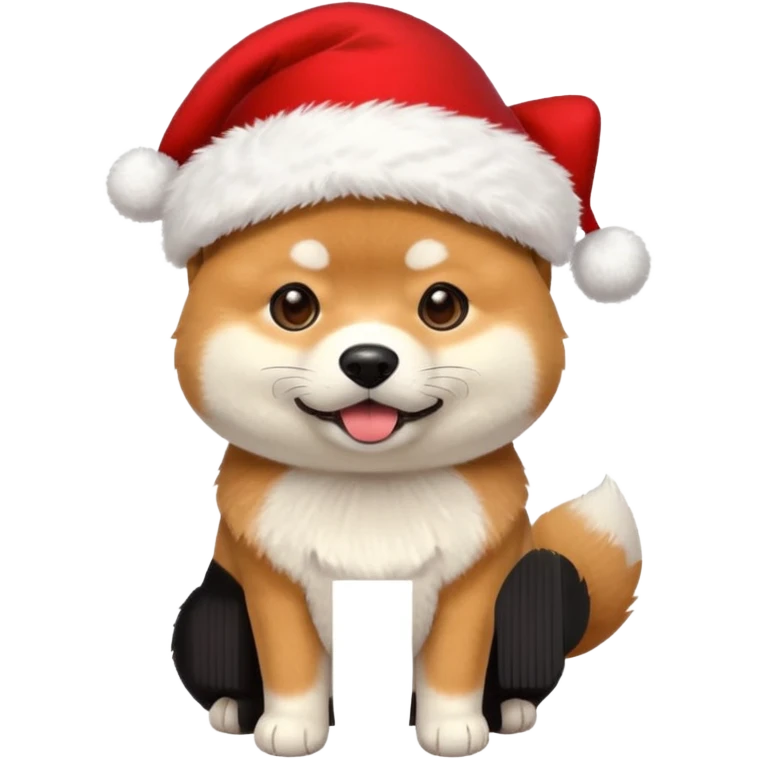 Shiba inu gif portant un chapeau de noel avec un pompon blanc qui bouge emoji