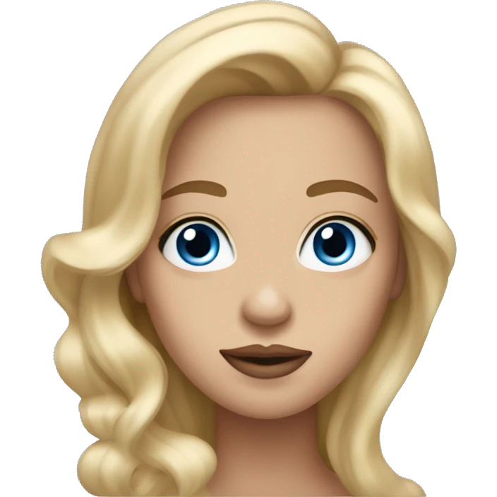 woman with long, blond and wavy hair, blue, big eyes and a small nose and big nice lips  emoji