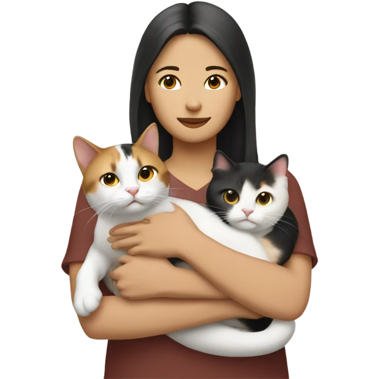 Half Asian half white lady with calico cat emoji
