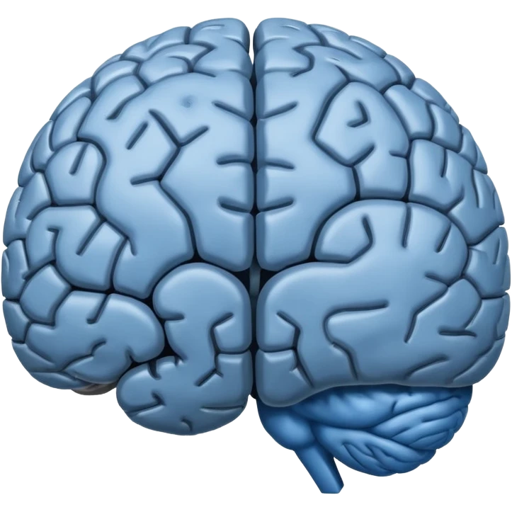 The brain has blue hemispheres and grey hemispheres emoji