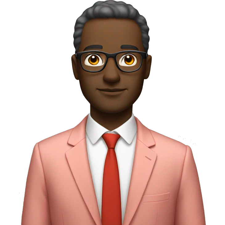 A white male entrepreneur in a pastel red suit and glasses emoji