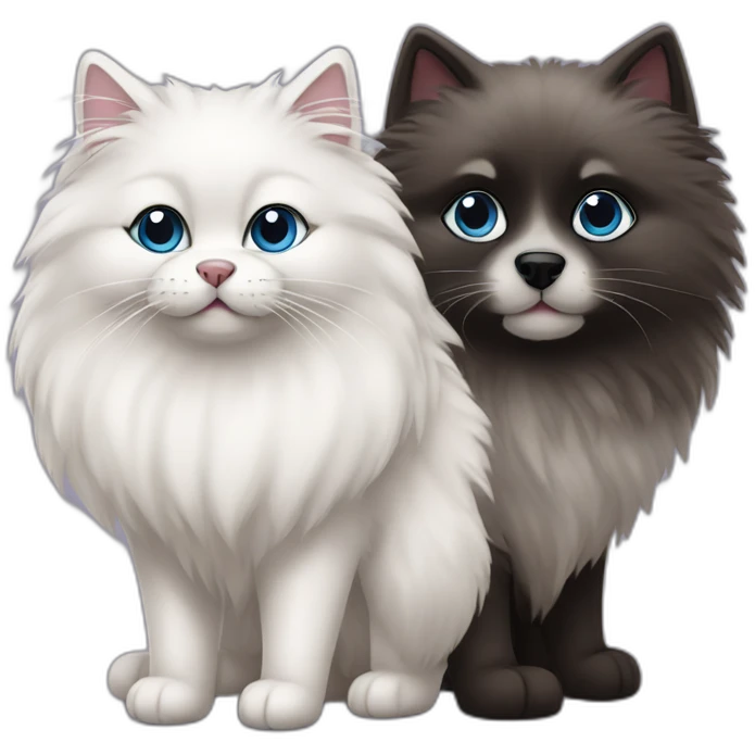 little dark ragdoll cat and samoyed emoji