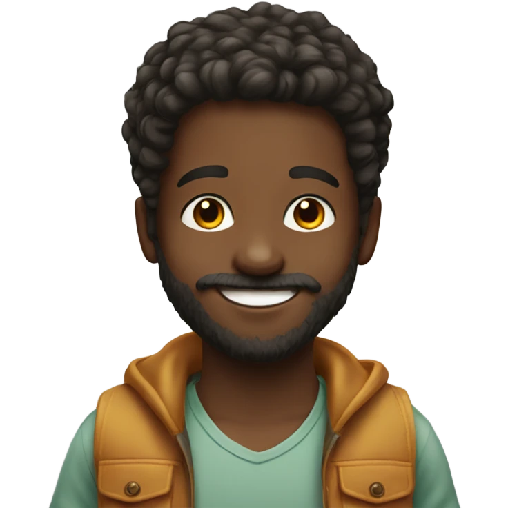 smiling boy with beard portrait make him african emoji