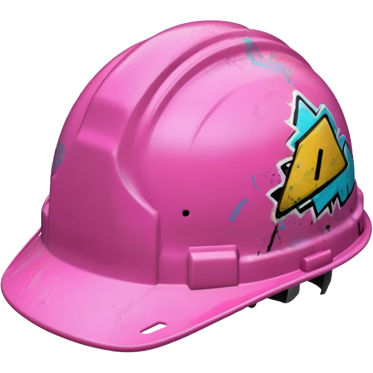 pink hard hat with graffity emoji