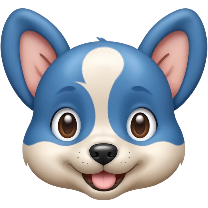 Bluey character, blue cartoon dog with rounded ears and happy expression emoji