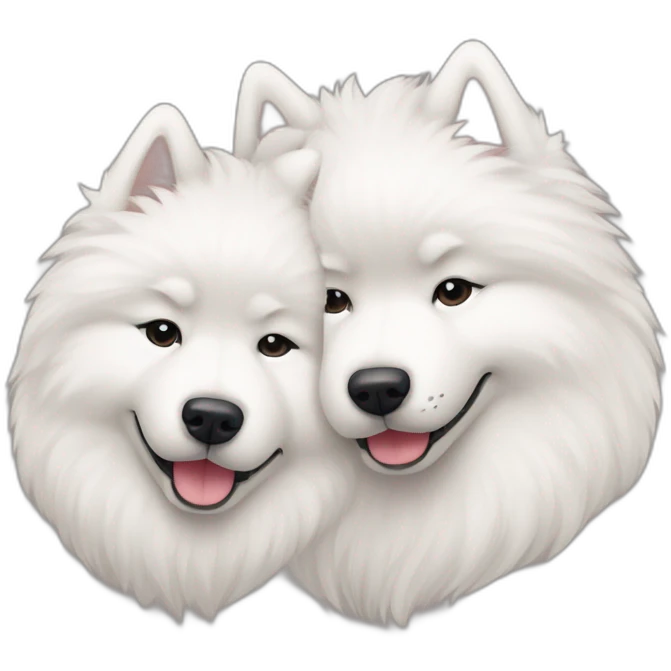 two-fluffy-samoyed-cuddling emoji