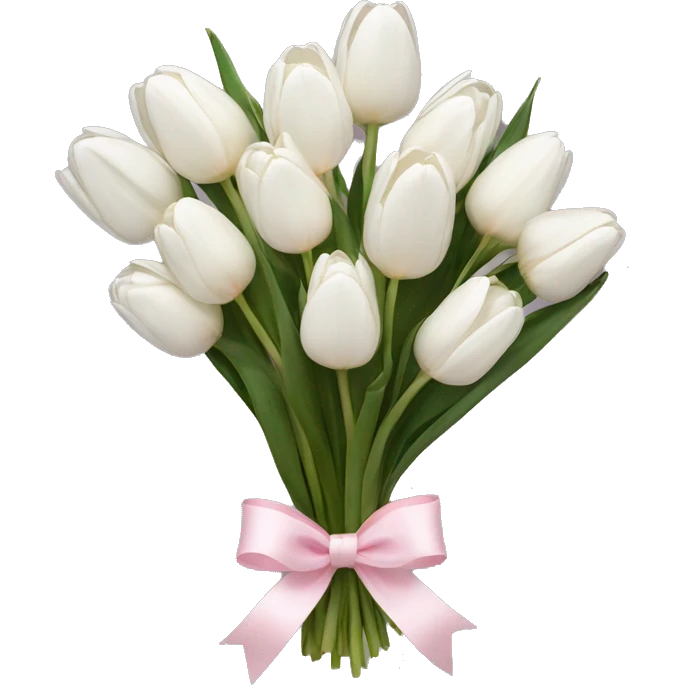 White tulips bouquet with light pink bow  emoji