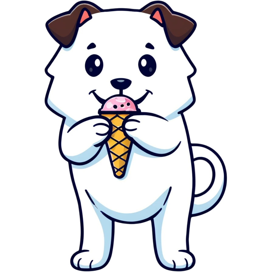 Dog eating ice cream emoji