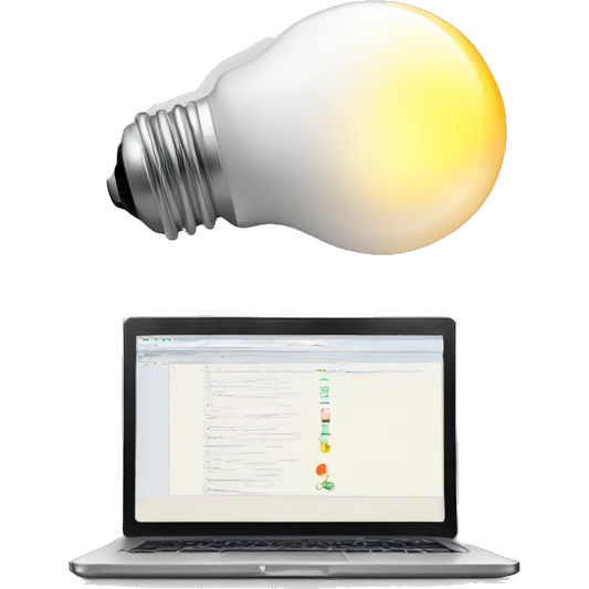 computer, light bulb, inspiration, concentration, creativity emoji
