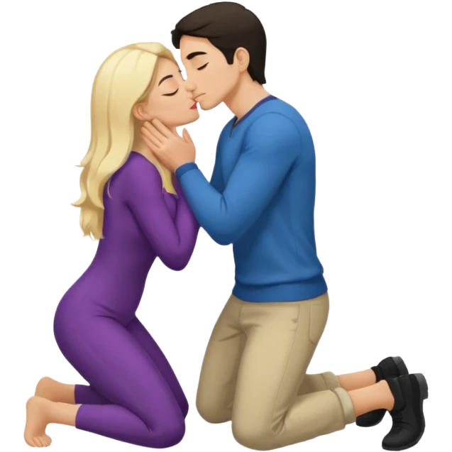 naked man, dark Hair, kneeling, Kissing ass of a naked blonde Woman emoji