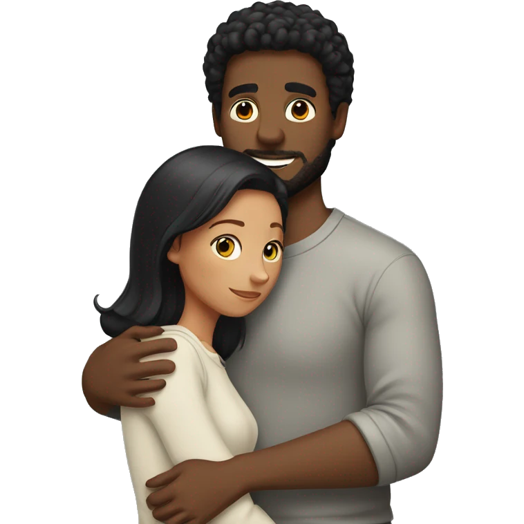 black hair man hugging a redheaded woman emoji