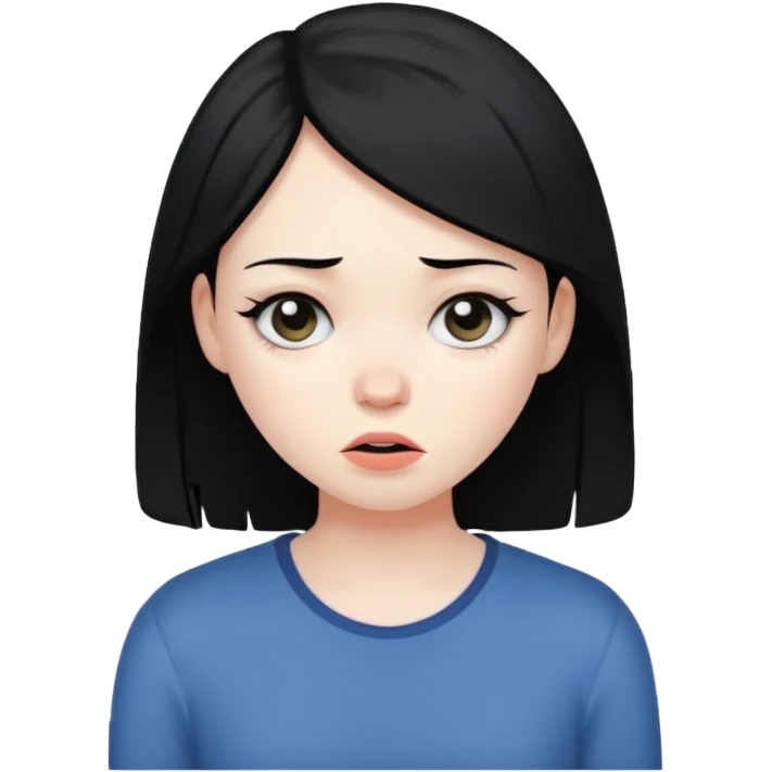 Create a girl with black hair violently choking herself emoji