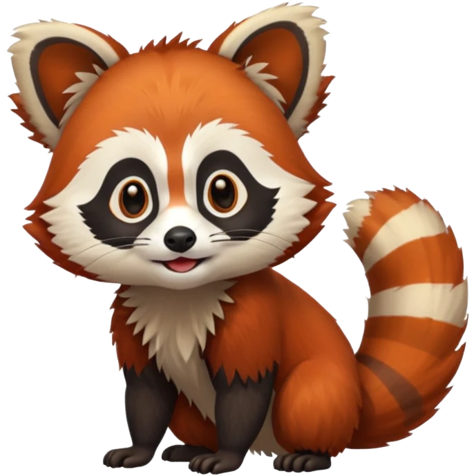 Tamarin-Red-Panda-Raccoon-hybrid, full body emoji