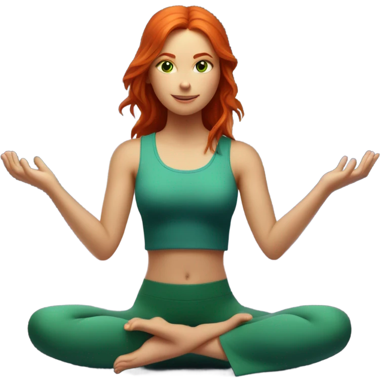 A red-haired girl with green eyes who loves magic, magic, meditation, yoga emoji