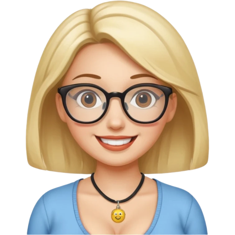 girl naked big boobs with eye glasses and charm emoji