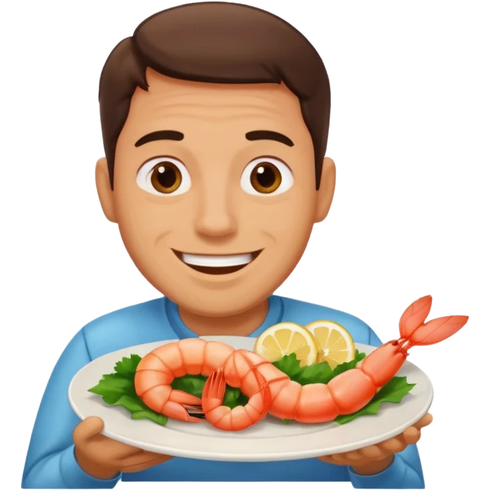 Man drooling over shrimp  emoji