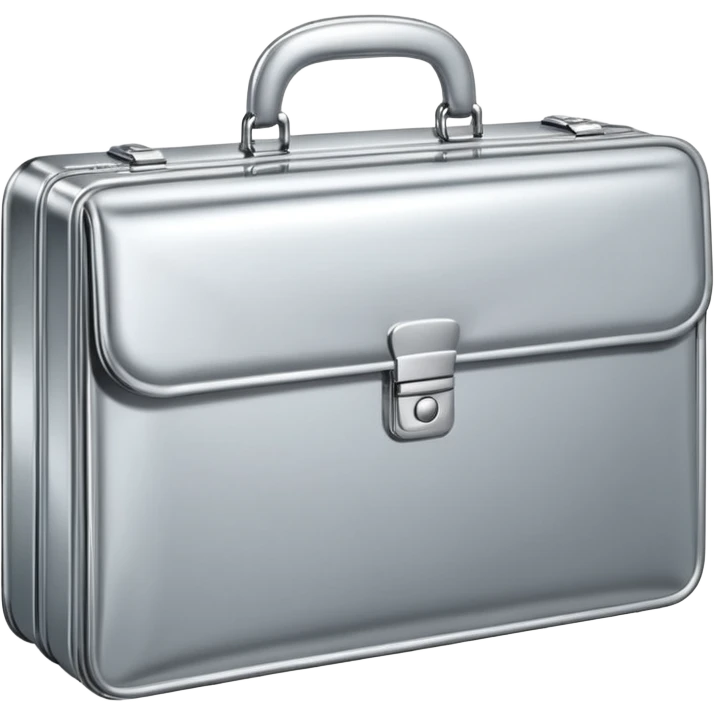 A luxury briefcase emoji made of polished silver chrome, smooth rectangular shape, metallic reflections, minimal high-end design, swag business aesthetic, iOS emoji style, centered, clean white background
 emoji