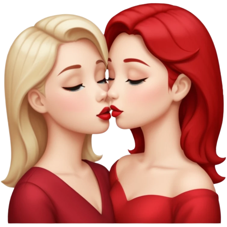 two women kissing, subtle heart emoji