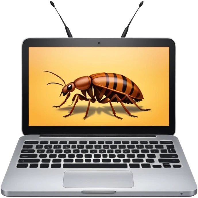 an open laptop with cockroaches crawling on it emoji