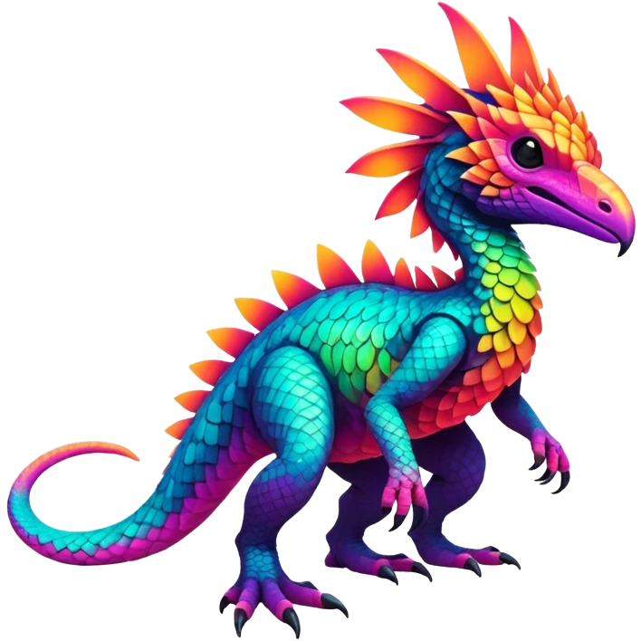 Exotic Tropical futuristic lush warm-colored neon-colored Fakémon-Trico-creature (full body) emoji