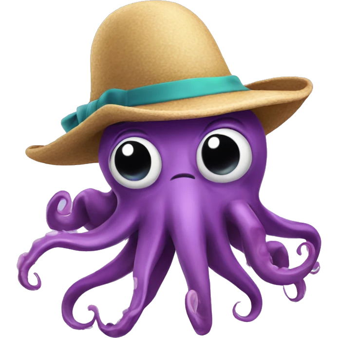 silly squid with a hat emoji