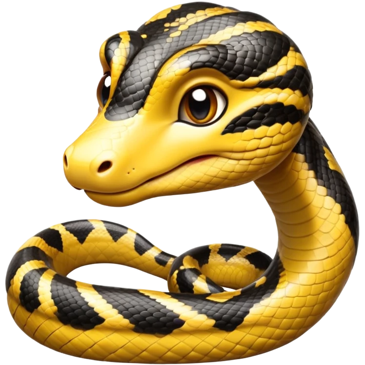 cinematic-cute-anaconda-portrait-emoji,-head-tilted-playfully-and-inquisitively,-with-a-sleek,-shimmering-body-adorned-with-detailed-scale-sriped patterns-and-round,-sparkling-eyes-full-of-wonder,-simplified-yet-irresistibly-adorable-features emoji