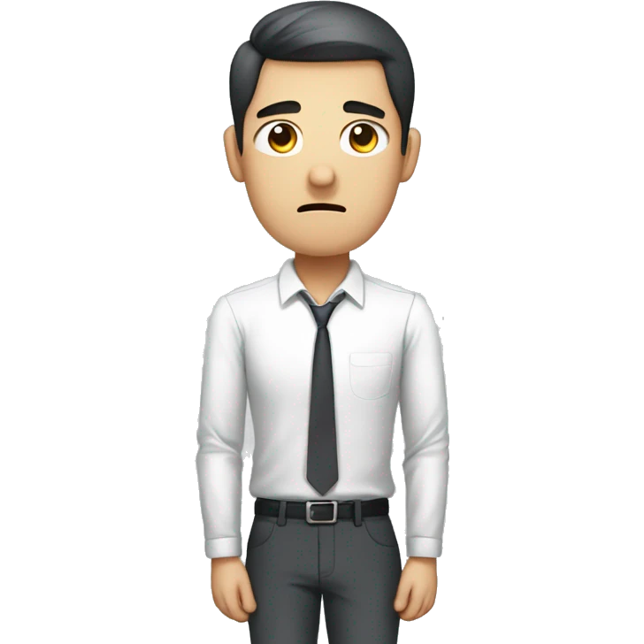 Crooked shoulders, hunched waist, bent back, Korean office worker, tired and sad expression emoji