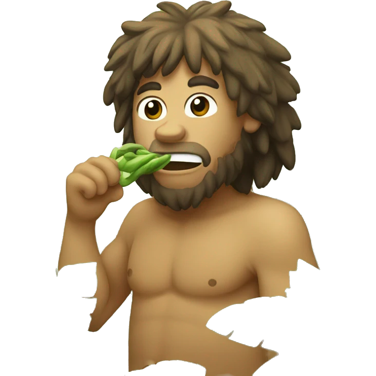 caveman chewing a plant emoji