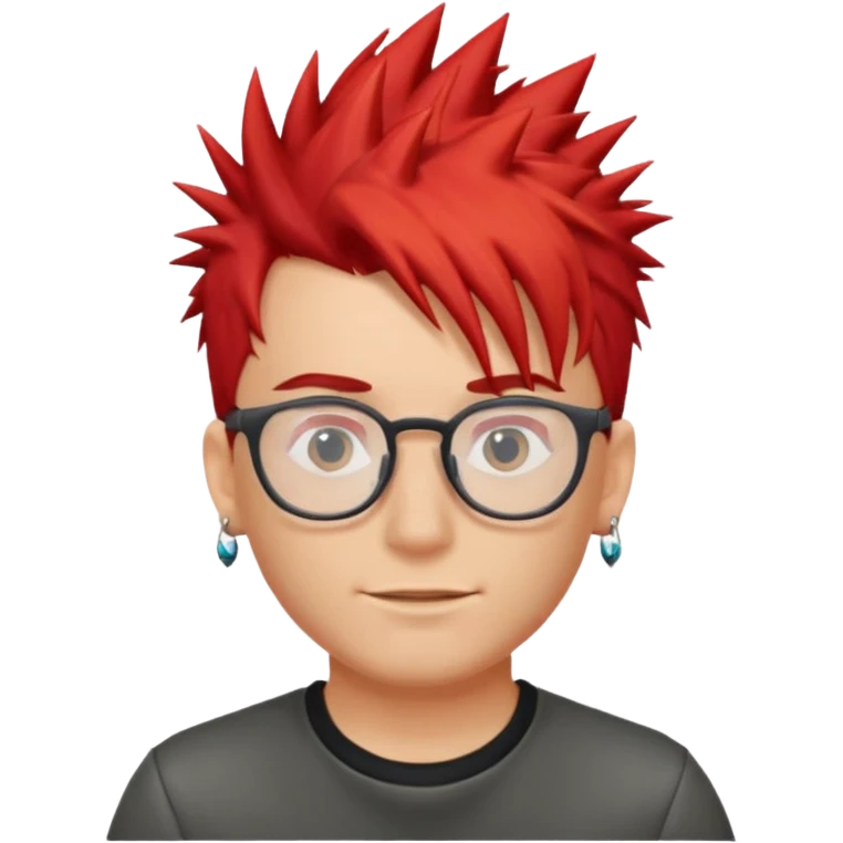 red spiky hair with glassess and earrings guy emoji
