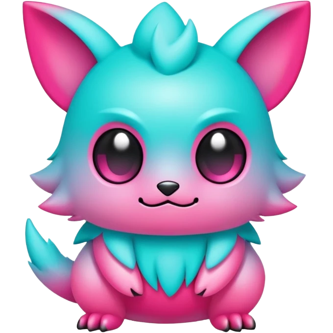 Cute cool edgy kawaii pink-Turquoise-gradient fakemon-creature emoji