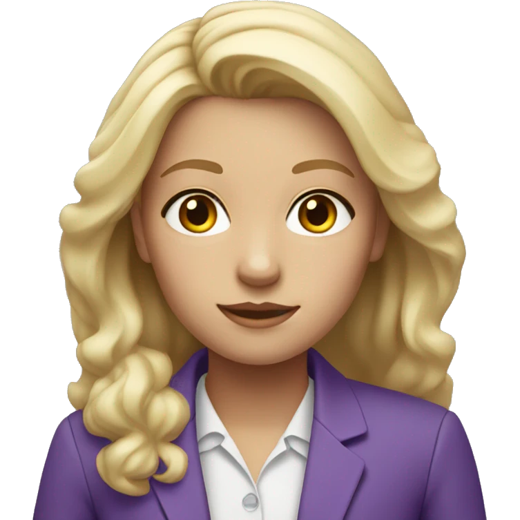 girl with blonde hair gray eyes and purple suit emoji