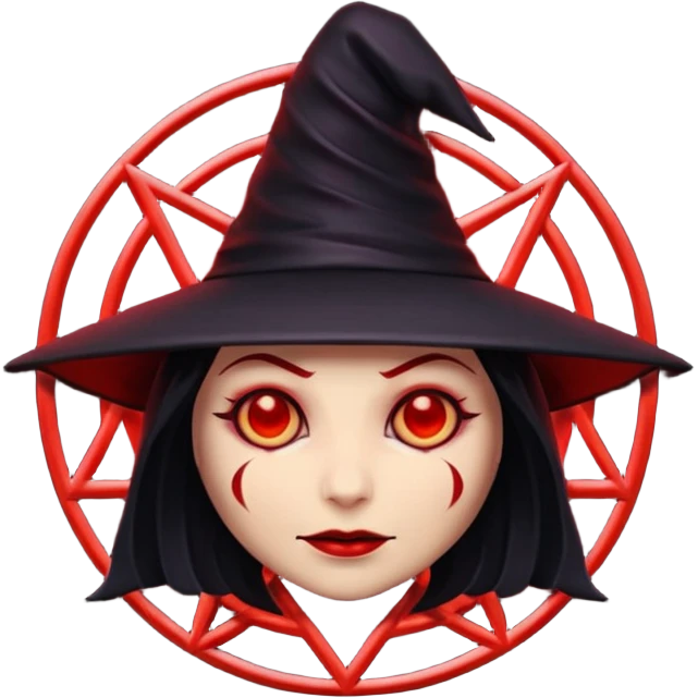 iOS emoji, dark fantasy magic seal, witch symbol, web pattern, red glow, minimal clean style, dark fantasy, dark atmosphere, black and red colors emoji