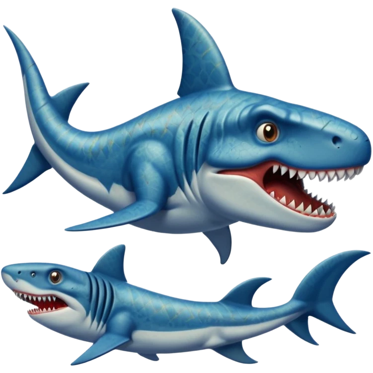 Dinosaur swimming with shark emoji