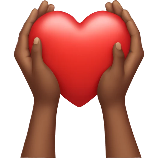 Hands holding a heart emoji