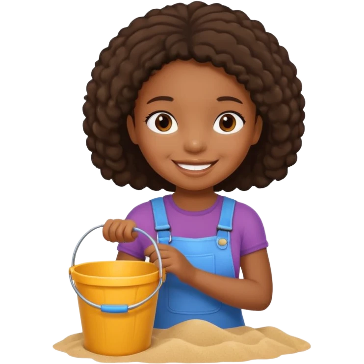black kid girl with toy sand bucket emoji