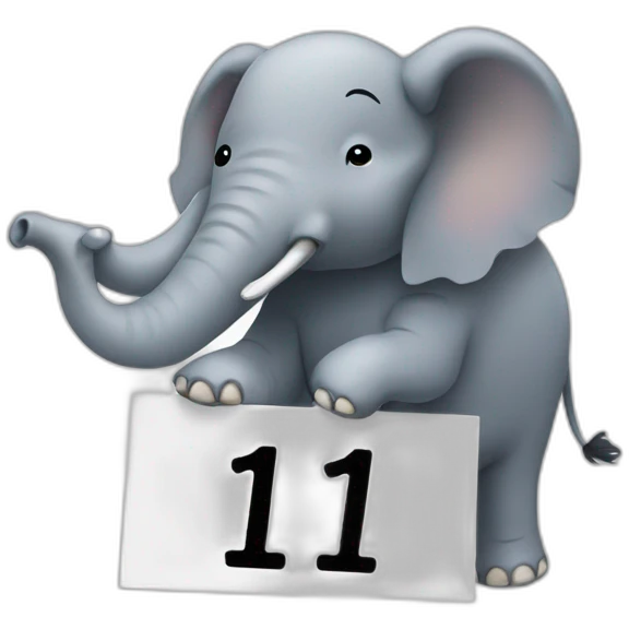 close up of an elephant holding a big sign that says #1Fan emoji
