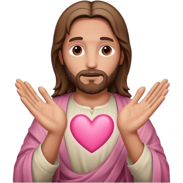 Jesus making pink heart with hands emoji