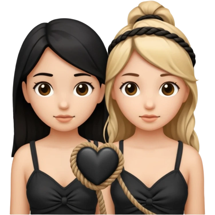 crea un emoji con esos 3 en conjunto👭🏻🖤🪢 emoji