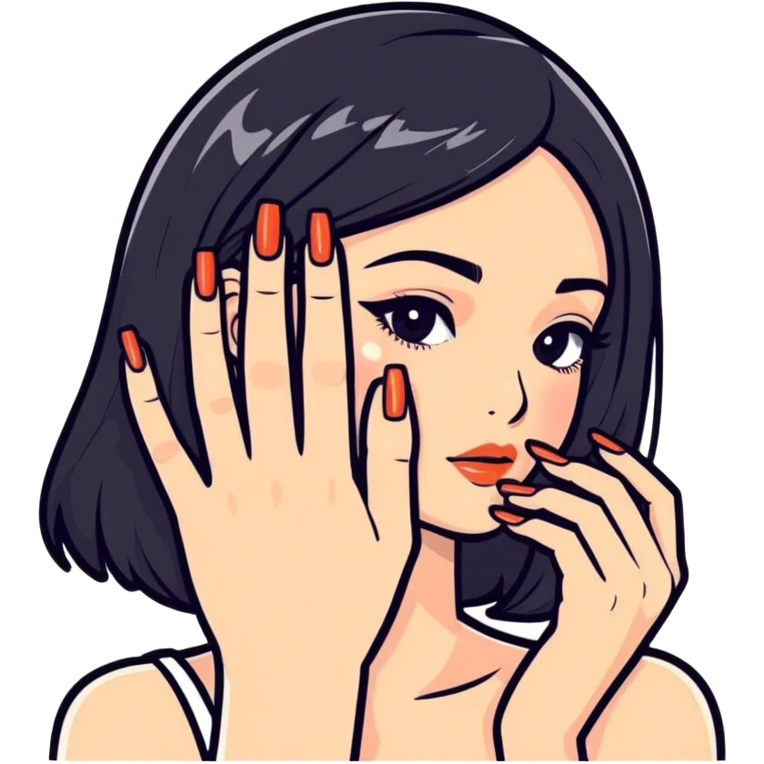Girl wearing nails emoji