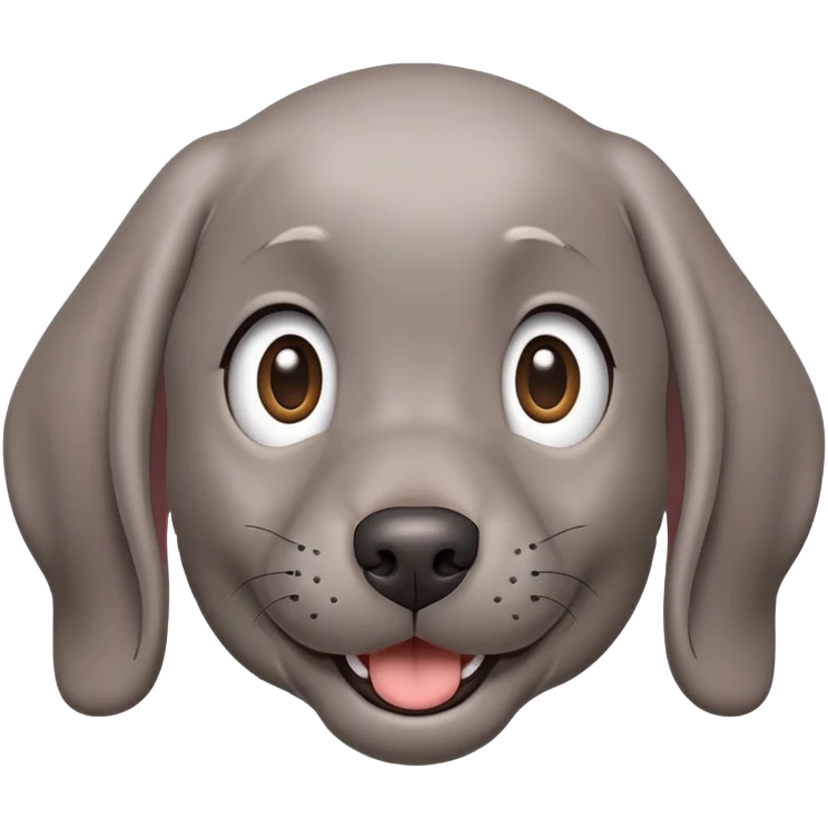 cinematic-comical-weimaraner puppy-portrait-emoji,-head-tilted-dramatically-with-an-exaggeratedly-amused-expression,-featuring-a-vibrant-grey-fur-with-a-lively-sheen,-wide,-expressive-brown-eyes-filled-with-playful-disbelief emoji