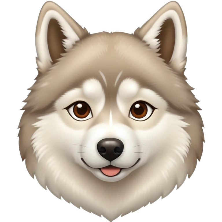 Beige husky with a brown heart emoji