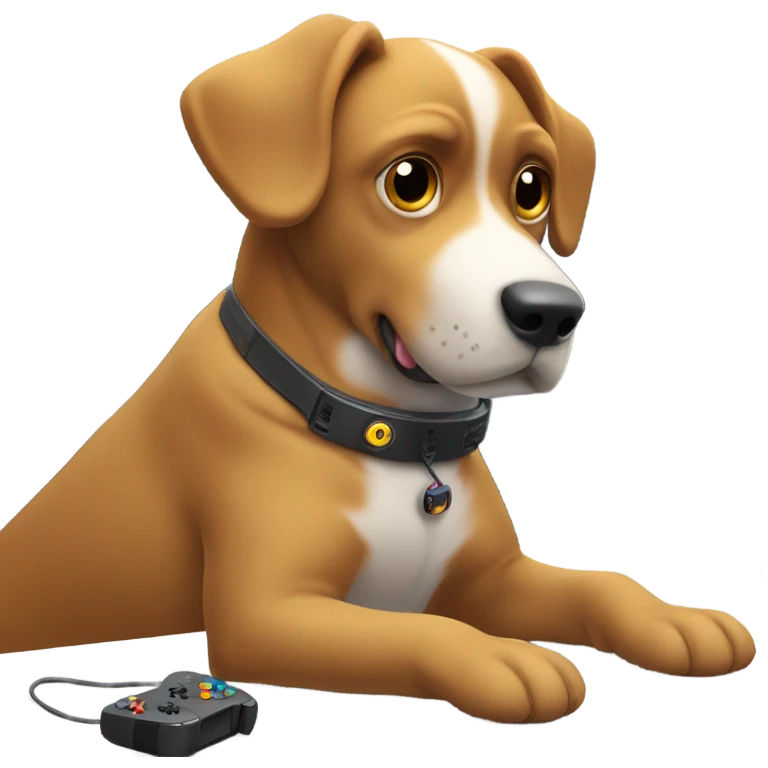 Dog playing video games emoji