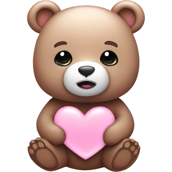 Aesthetic bear with a cute heart light pink emoji