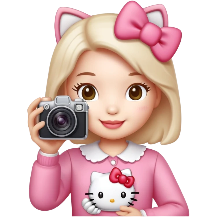 Hello kitty qui prend un photo emoji
