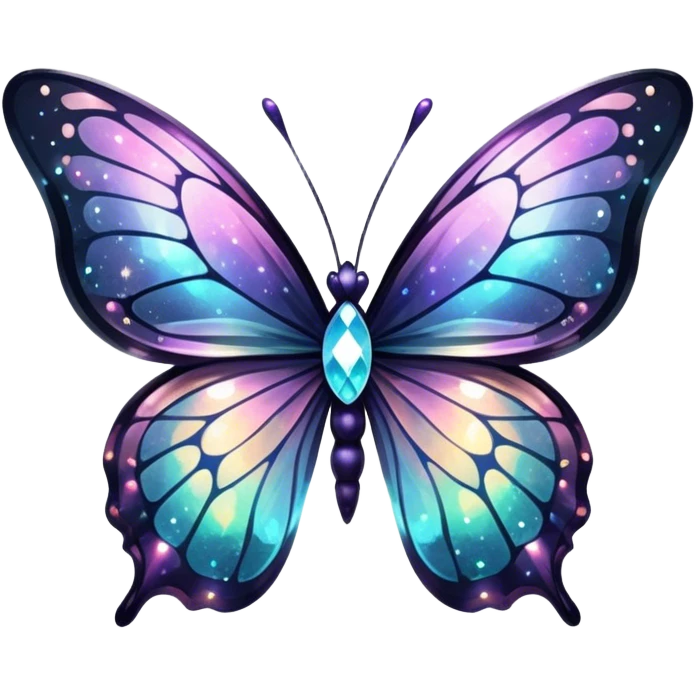 Dark Nebula Sparkly glossy glittery Pastel iridescent transparent bio-luminescent glass crystal butterfly emoji