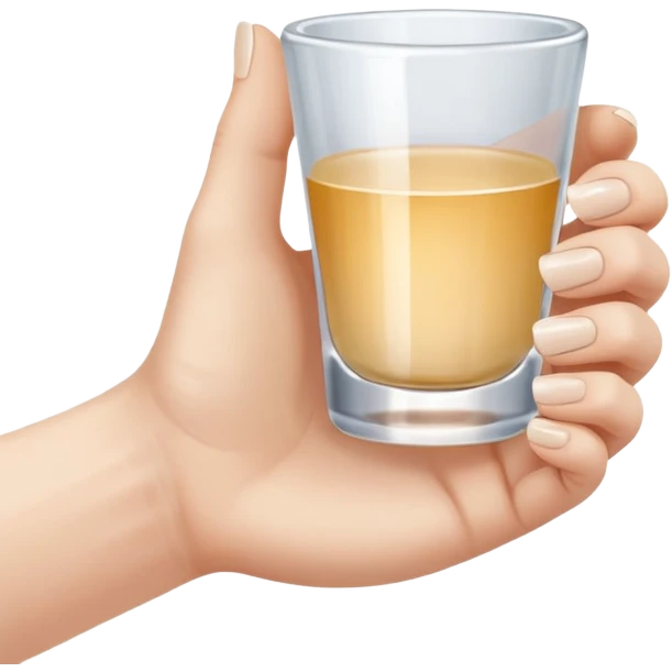 a hand holding a tiny shot glass emoji