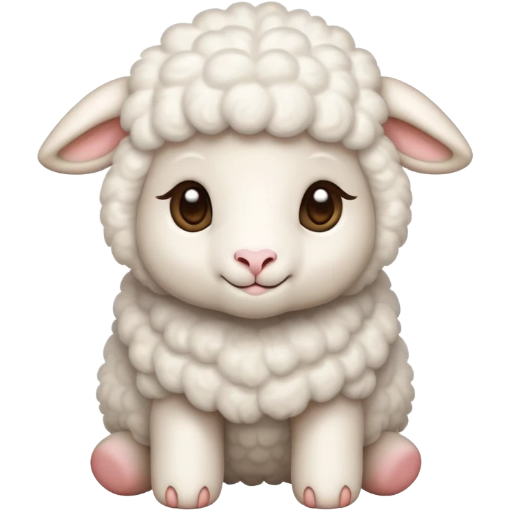 An emoji of a cute, fluffy lamb. Soft white wool, small ears, and gentle eyes, standing or lying down in a peaceful and adorable pose. Represents innocence, farm animals, and warmth emoji